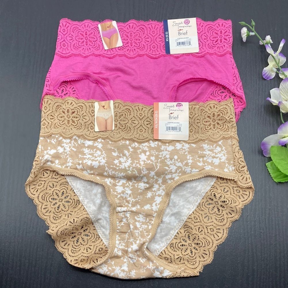 WOMENS LACE BRIEFS Underwear Panties 2-Pack Size XS